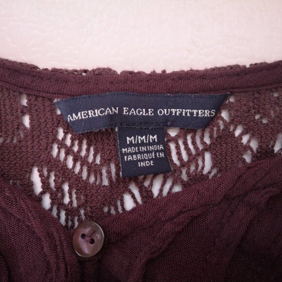 American Eagle Outfitters Ladies Burgundy Long Sleeves Blouse - Picture 3 of 14